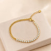 Half Tennis Half Link Chain Bracelet - Anti Tarnish Gold Plated