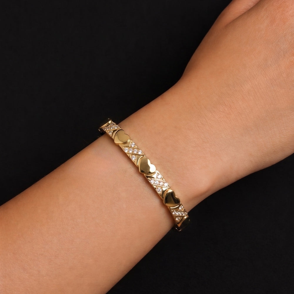 Anti Tarnish Gold Plated Heart Bracelet for Women | Elegant Diamond Style Bracelet Online