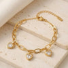 Heart Charm Link Bracelet: Anti-Tarnish Gold-Plated for Women