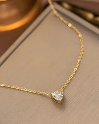 Heart Diamond Look Necklace - Anti-Tarnish Western Jewellery