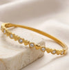 Heart & CZ Crystal Bangle Bracelet - Anti Tarnish Gold Plated