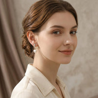 Korean Heart Pearl Drop Earrings - Dainty Gold CZ Fashion Earrings | Moncheri