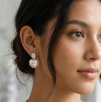 Heart Pearl Drop Earrings with Crystal Stud | High Quality Fashion Earring