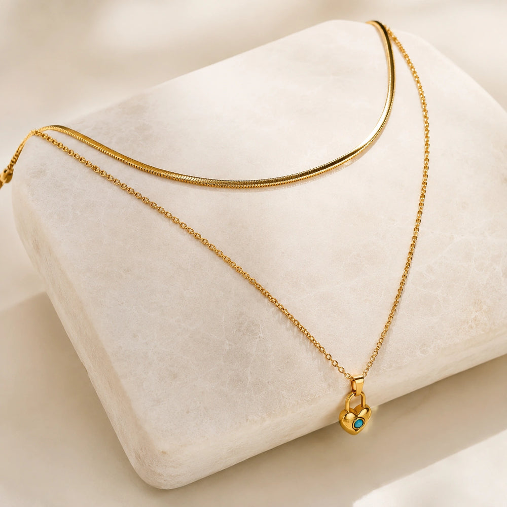 Minimalist Heart Pendant 2-Layer Necklace - Anti-Tarnish Gold-Plated
