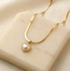 Pearl Heart Pendant Anti-Tarnish Gold-Plated Snake Chain Necklace