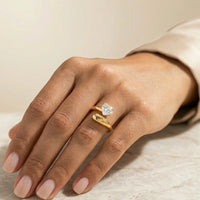 Heart Solitaire Wrap Ring - Anti-Tarnish Gold Plated | Moncheri