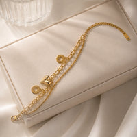 Heart & Star Double Layer Charm Bracelet | Anti-Tarnish Gold Plated
