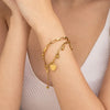 Dual Layer Heart Charm Anti Tarnish Gold Plated Bracelet