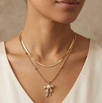 Layered Bow & Pearl Pendant Necklace - Anti Tarnish