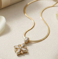 Elegant Floral American Diamond Necklace - Anti Tarnish Gold Plated