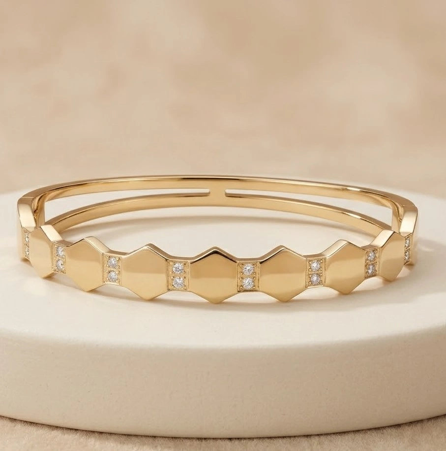 Hexagon Geometric Anti-Tarnish Gold Plated Bracelet