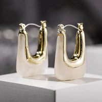 Geometric U-Shape Resin Hoop Earrings | High Quality Fashion Jewelry