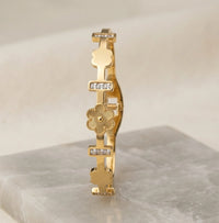 Premium Gold Plated Floral Clover Bracelet for Women