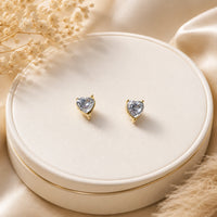 Crystal Heart Stud Earrings - Gold Plated Minimalist Fashion Jewelry