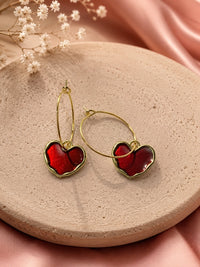 Red Heart Hoop Earrings