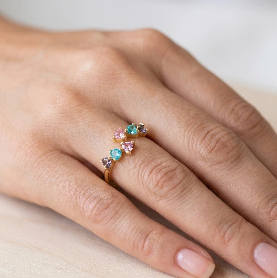 Colorful Heart Adjustable Fashion Ring - High Quality Dainty Jewelry
