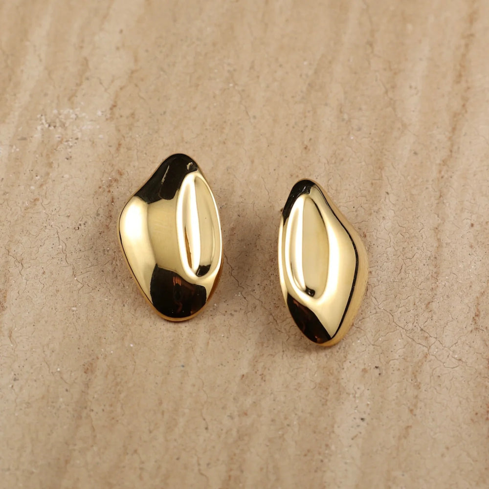 Chunky Gold Hollow Teardrop Statement Earrings