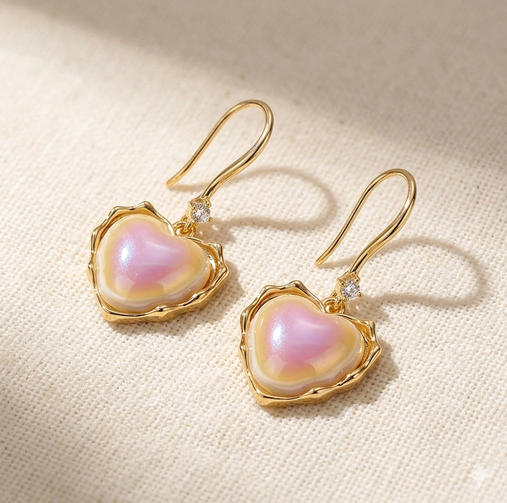 Gold Wire Heart Pearl Dangle Earrings | High Quality Fashion Earring