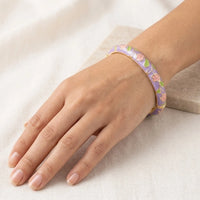 Floral Enamel Gold Plated Bangle - Purple Blossom