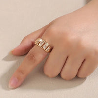Baguette Crystal Adjustable Gold Ring for Women | Premium Fashion Jewelry