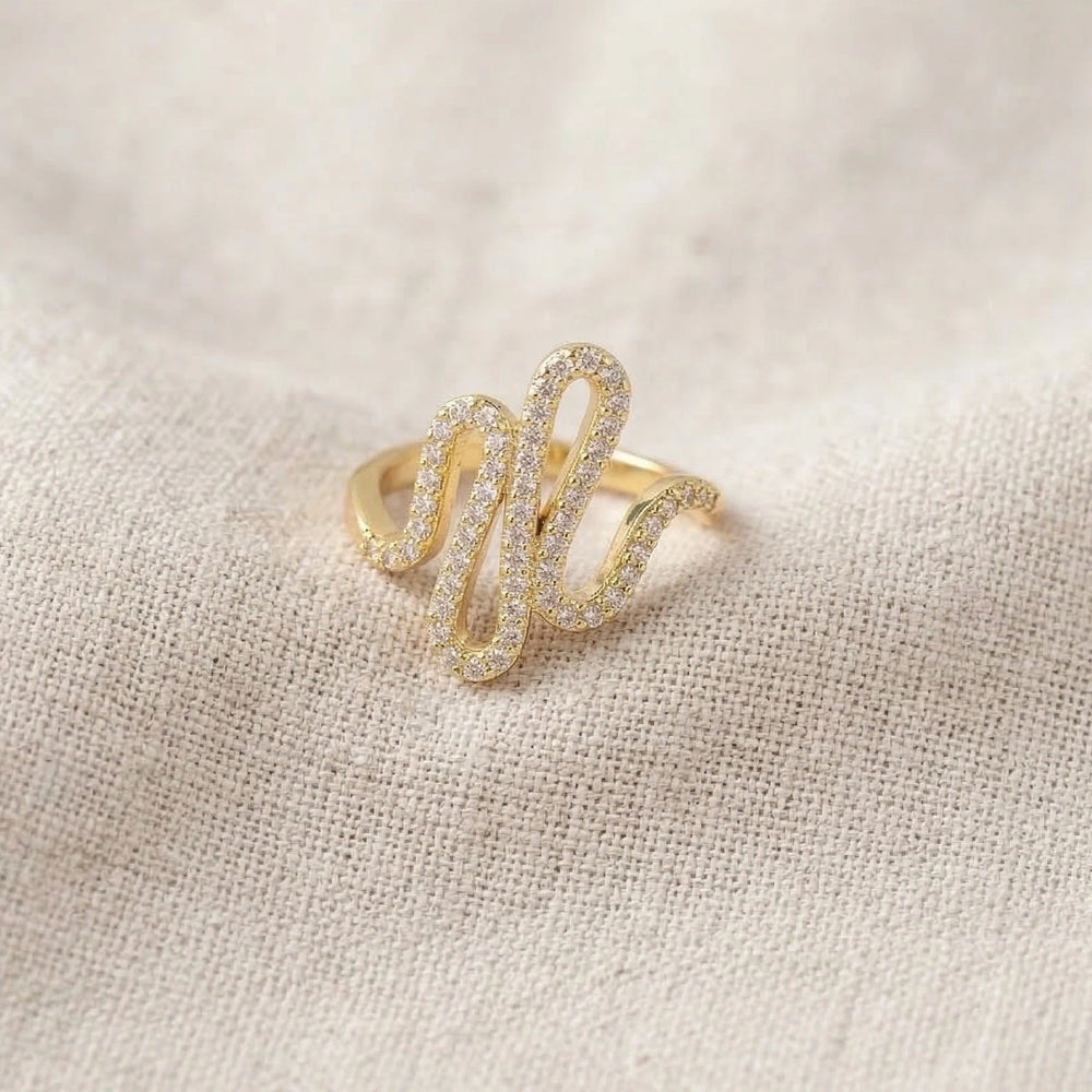 Curved Wave Pave Crystal Ring | High Quality Fashion Ring