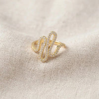 Curved Wave Pave Crystal Ring | High Quality Fashion Ring