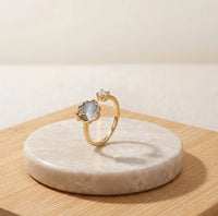 Seashell & Solitaire Crystal Adjustable Ring | High Quality Fashion Jewelry