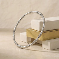 Premium Silver Bamboo Joint Bracelet | Elegant Minimalist Bangle for Women