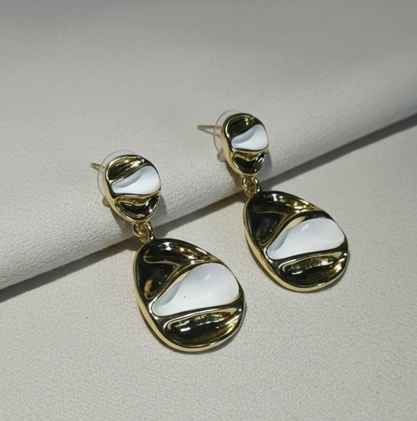 Abstract White Enamel Drop Earrings | High Quality Fashion Earring
