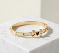 Premium Gold Butterfly Black Heart Bracelet for Women