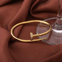 Crystal Nail Bangle - Gold Plated Anti-Tarnish Statement Bracelet