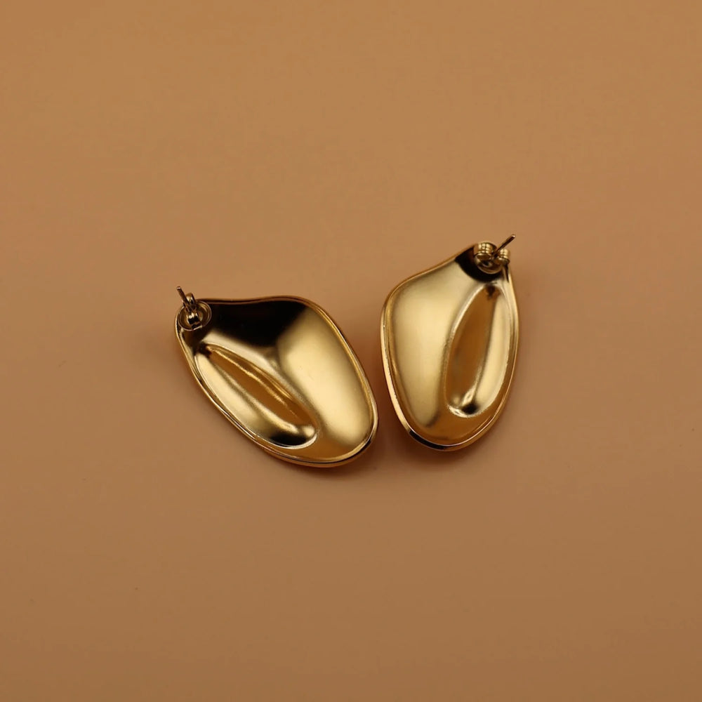 Chunky Gold Hollow Teardrop Statement Earrings