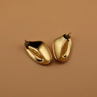 Chunky Gold Hollow Teardrop Statement Earrings