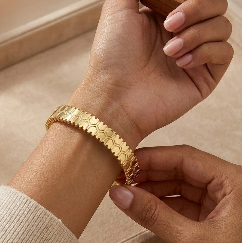 Honeycomb Geometric Link Bracelet - Anti Tarnish Fashion Jewelry