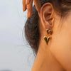 Double Heart Drop Earrings – Gold Plated Stainless Steel (Anti-Tarnish)