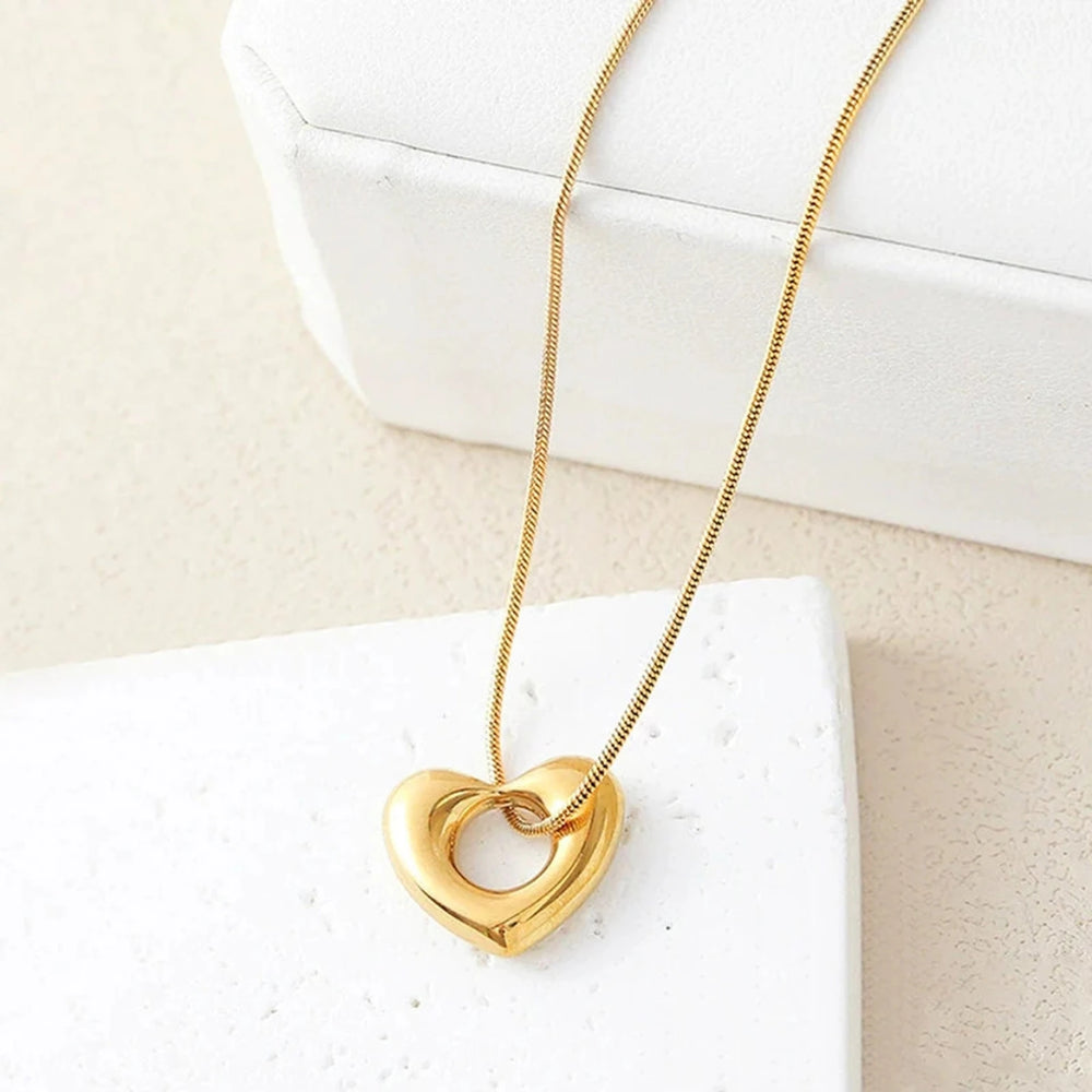 Anti-Tarnish Gold Plated Open Heart Pendant Necklace