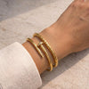 Iconic Gold Nail & Ribbed Segment Stackable Bracelet Duo