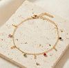 Infinity Charm & Multi-Color Stone Bracelet - Anti-Tarnish Gold Plated