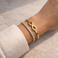 Infinity & Tennis Bracelet Stack | Anti-Tarnish Gold Plated
