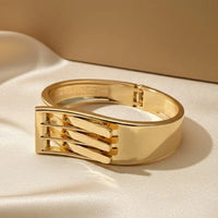 Interlocking Statement Cuff Bangle - Anti Tarnish Gold Plated Bracelet