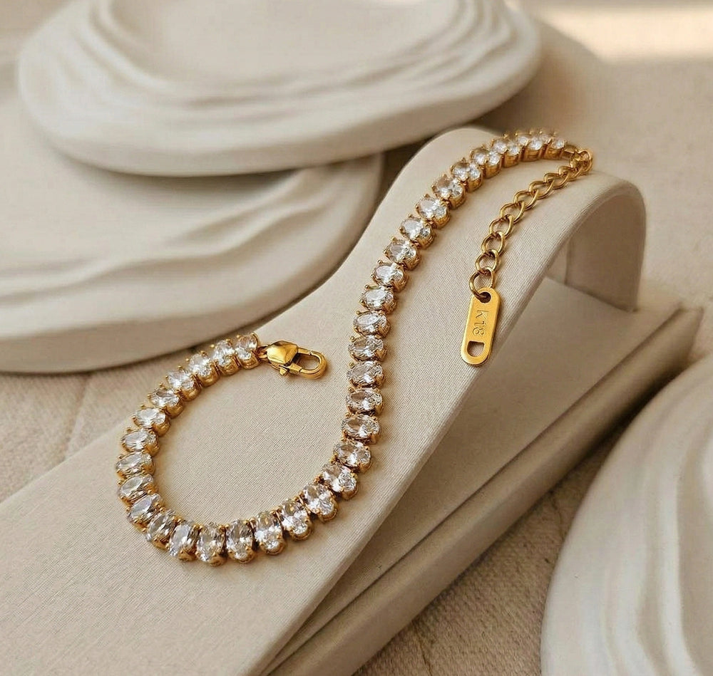 Isla Marquise Cut Tennis Bracelet | Anti Tarnish 18K Gold Plated