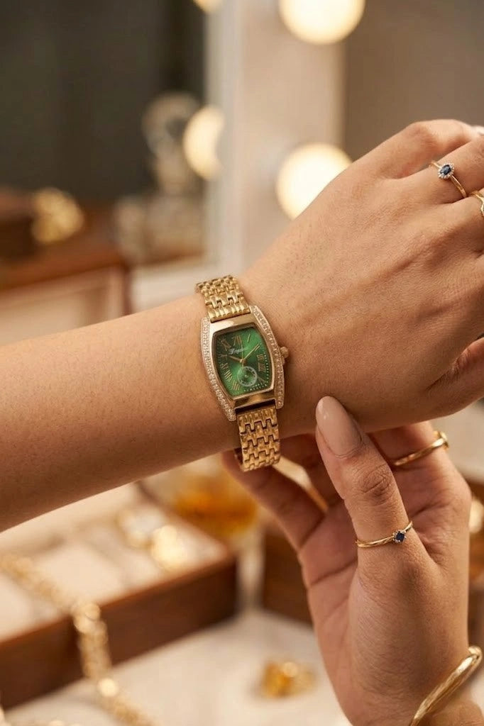 Classic Emerald Green Dial Gold Plated Watch - Anti-Tarnish Premium Watch