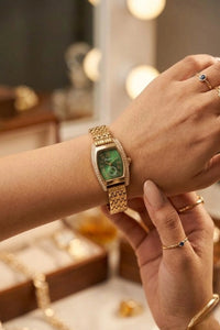 Classic Emerald Green Dial Gold Plated Watch - Anti-Tarnish Premium Watch