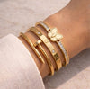 Luxe Nail & Butterfly Gold Plated Bracelet Set