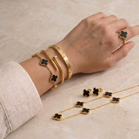 Old Money Black Clover 6-Piece Jewelry Set - Anti-Tarnish Gold Plated