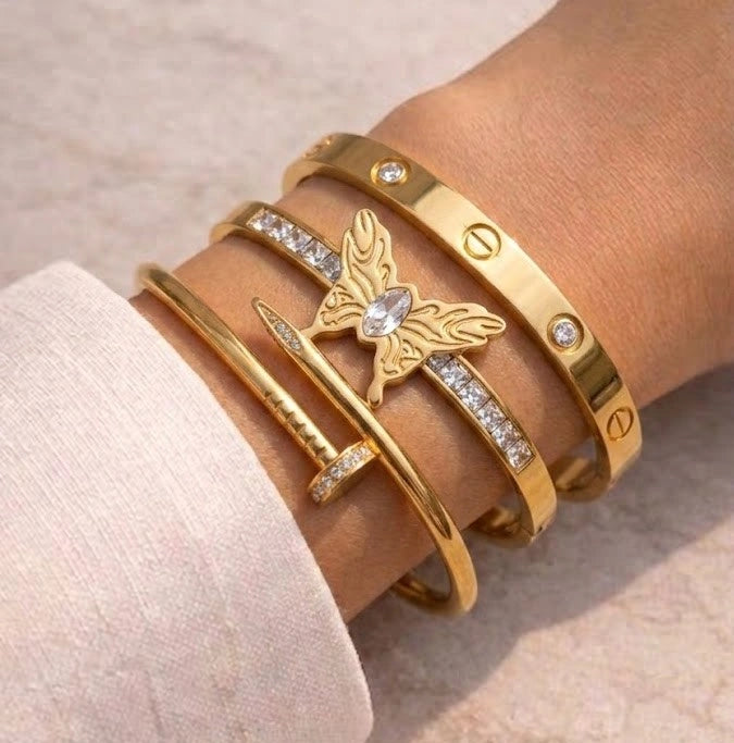 The Ultimate IT-Girl Gold Plated Bracelet Stack (Set of 3)