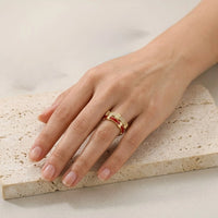 Red Enamel Layered Adjustable Ring - Anti Tarnish Gold Plated | Korean Minimalist Design