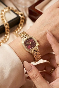 Vintage Ruby Dial Watch - Anti-Tarnish Gold Plated | Moncheri Jewels