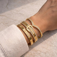 Luxe 3-Piece Gold-Plated Bracelet Stack | V-Shape, Buckle & Classic Set
