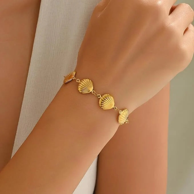 Seashell Gold Plated Bracelet - Anti Tarnish Scallop Shell Jewelry for Women